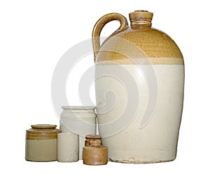 Earthenware Flagon and Pots