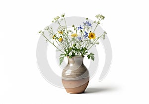 Earthenware vase with a light brown upper half and dark brown