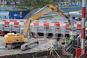 Earthmover in construction place