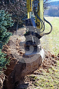 Earthmoving using a small crawler excavator