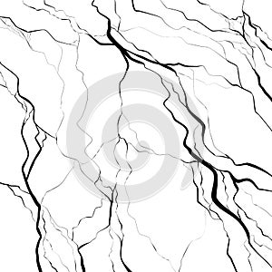 Earthquake. Black cracks on a white background. Natural disaster. Modern cataclysm. Vector square image