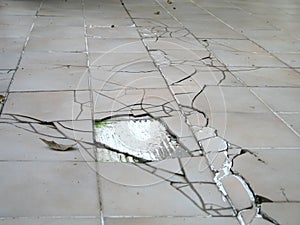 Earthquake crack on floor