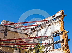 Earthquake Damaged Building Under Reconstruction