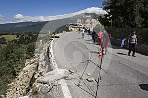 Earthquake damaged road, Amatrice, Italy photo
