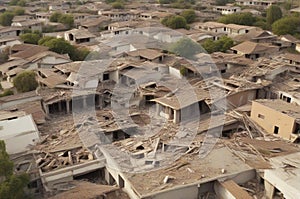 Earthquake, Destroyed town after shocks photo