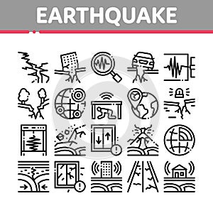 Earthquake Disaster Collection Icons Set Vector