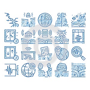 Earthquake Disaster icon hand drawn illustration