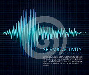 Earthquake frequency wave graph, seismic activity. Vector abstract scientific background