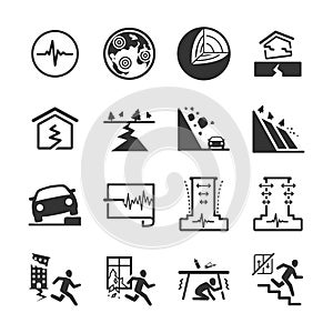 Earthquake and geology icons set 2