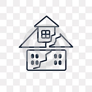 Earthquake and Home vector icon isolated on transparent background, linear Earthquake and Home transparency concept can be used w