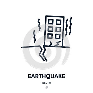 Earthquake Icon. Magnitude, Seismology, Aftershocks. Editable Stroke. Vector Icon