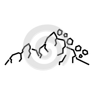 Earthquake landslide icon, outline style