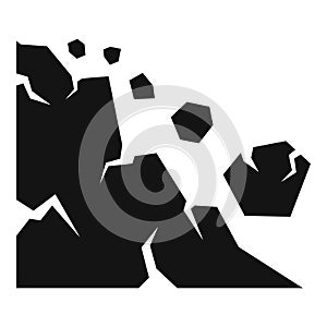 Earthquake landslide icon, simple style