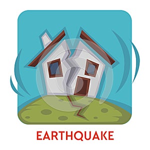 Earthquake natural disaster  icon house destruction