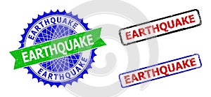 EARTHQUAKE Rosette and Rectangle Bicolor Stamps with Corroded Surfaces