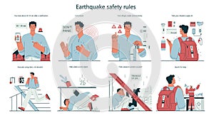 Earthquake safety rules set. Countermeasures and instruction in case