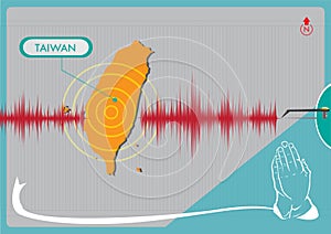 Earthquake in Taiwan concept. Editable Clip Art.