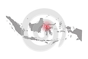 Earthquake and tsunami in Sulawesi, Indonesia with circle affected area