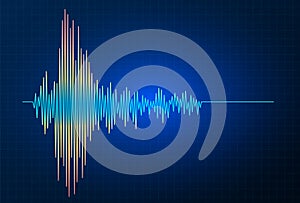 Earthquake vector frequency wave graph, seismic activity