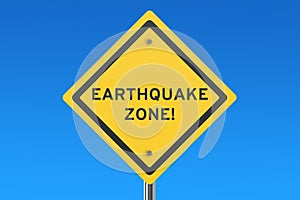 Earthquake Yellow Road Sign