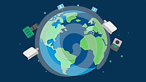 Earths Pollution An image of Earth halfcovered in debris with discarded electronics like keyboards and chargers