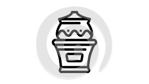 earthware clay crockery line icon animation