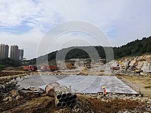 Earthwork construction site,Worksite background