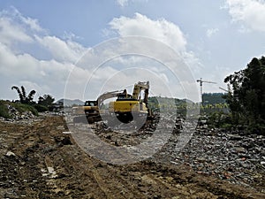 Earthwork construction site,Worksite background