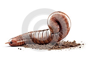 earthworm isolated on white background. Generated by AI