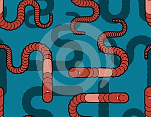 Earthworm pattern seamless. Earth Worm background. Vector illustration