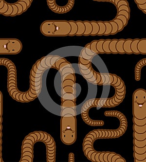 Earthworm pattern seamless. Earth Worm background. Vector illustration