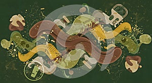 Earthy abstract illustration of biomorphic forms