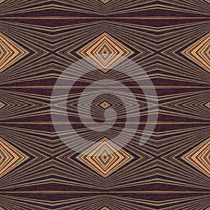 Earthy colours retro sixties geometric seamless pattern in variegated brown tones. Modern vintage geo woven textile