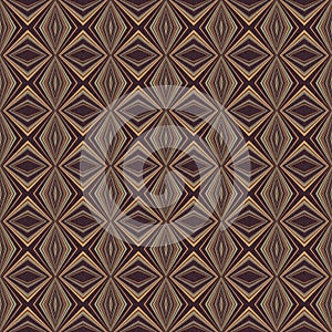 Earthy colours retro sixties geometric seamless pattern in variegated brown tones. Modern vintage geo woven textile