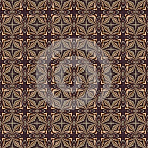 Earthy colours retro sixties geometric seamless pattern in variegated brown tones. Modern vintage geo woven textile