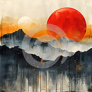 Earthy Odes - Abstract Illustration of Celestial Landscapes photo