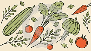 Earthy Root Vegetables and Leafy Greens Seamless Pattern, vector design Generative AI