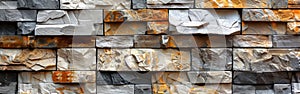 Earthy Stone Brick Wall Texture Background in Natural Gray, Brown, Beige, and White