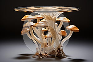 Earthy Wild mushroom on table. Generate Ai