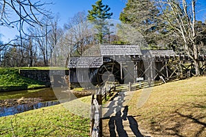Eartly Winter View of Mabry Mill, Floyd County, Virginia USA