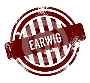 earwig - red round grunge button, stamp