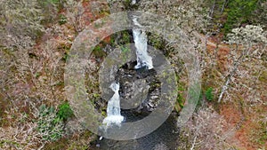 Eas Chia Aig Waterfalls Along the Shore of Lock Arkaig in Scotland