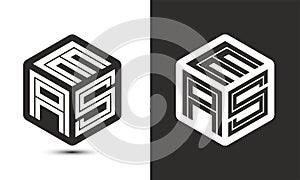 EAS letter logo design with illustrator cube logo, vector logo modern alphabet font overlap style