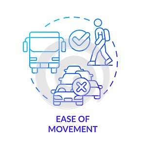 Ease of movement blue gradient concept icon