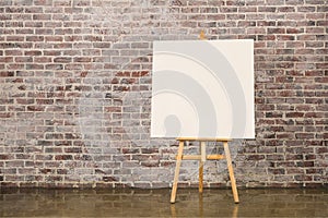 Easel with blank canvas photo