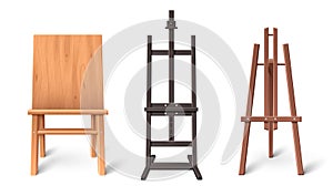 Easel blank stand frame mockup for painting vector