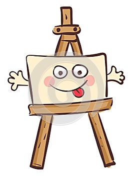 Easel with a happy canvas vector illustration