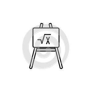 an easel and a mathematical equation icon. Element of education icon for mobile concept and web apps. Thin line an easel and a