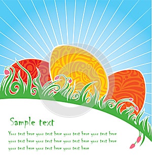 Easer eggs on a grass.