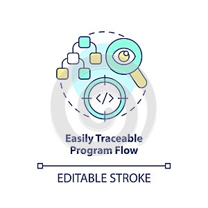 Easily traceable program flow concept icon